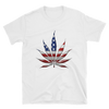 white t-shirt with patriotic hemp plant leaf
