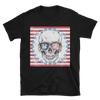 black tshirt with happy skull red white and blue flag image