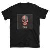 black t-shirt with American flag skull print