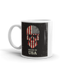 American flag print on skull coffee mug