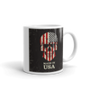 coffee mug with handle on the right US flag skull print made in USA