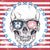 red stripes and blue stars surrounding a skull wearing American flag sunglasses 