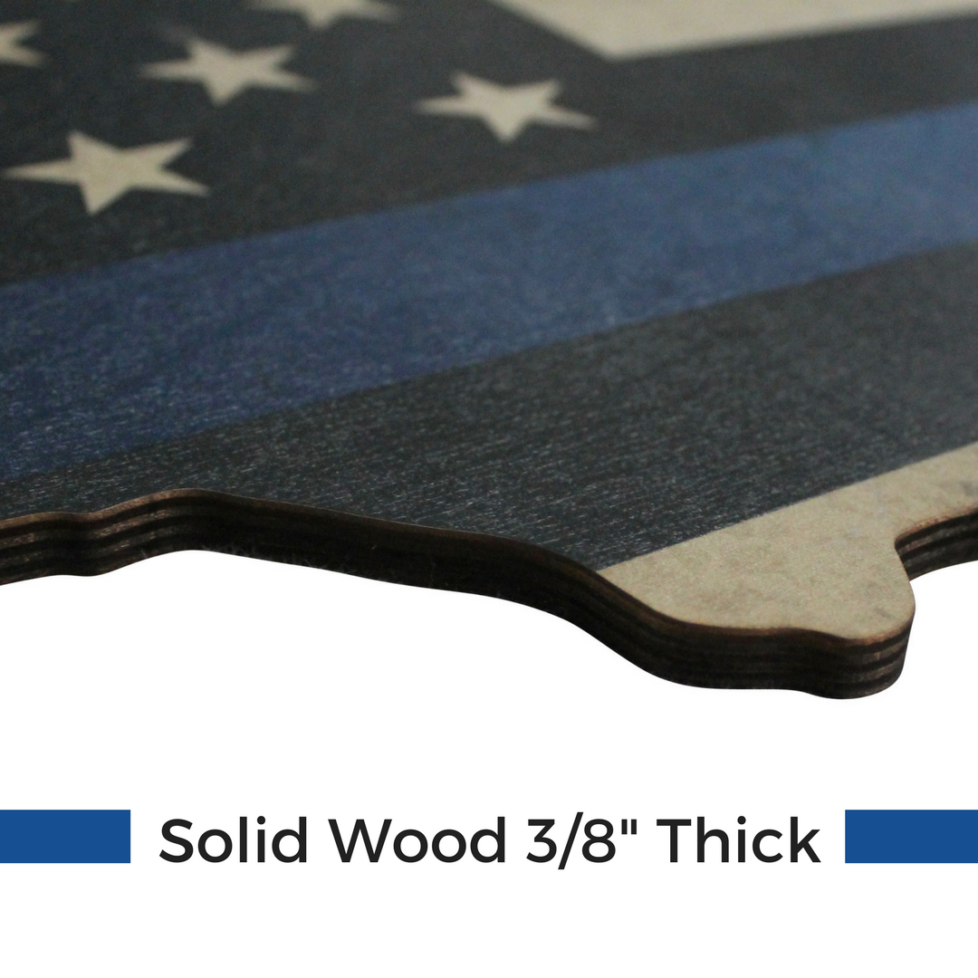 Wall Art | Thin Blue Line Flag Print on Wood | Thin Blue Line Flag Print on Wood | Fine Line Flag | finelineflag