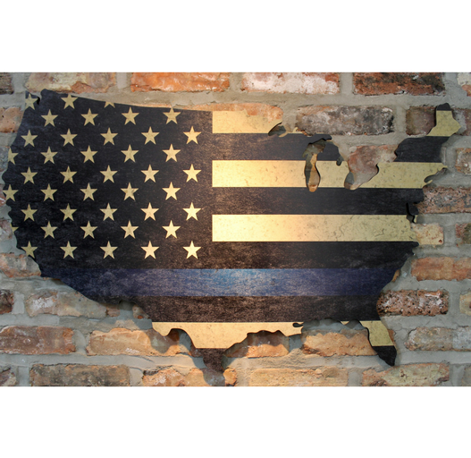 Wall Art | Thin Blue Line Flag Print on Wood | Thin Blue Line Flag Print on Wood | Fine Line Flag | finelineflag