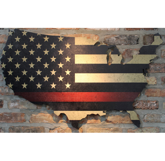 Wall Art | Thin Red Line Flag Print on Wood |  | Fine Line Flag | finelineflag