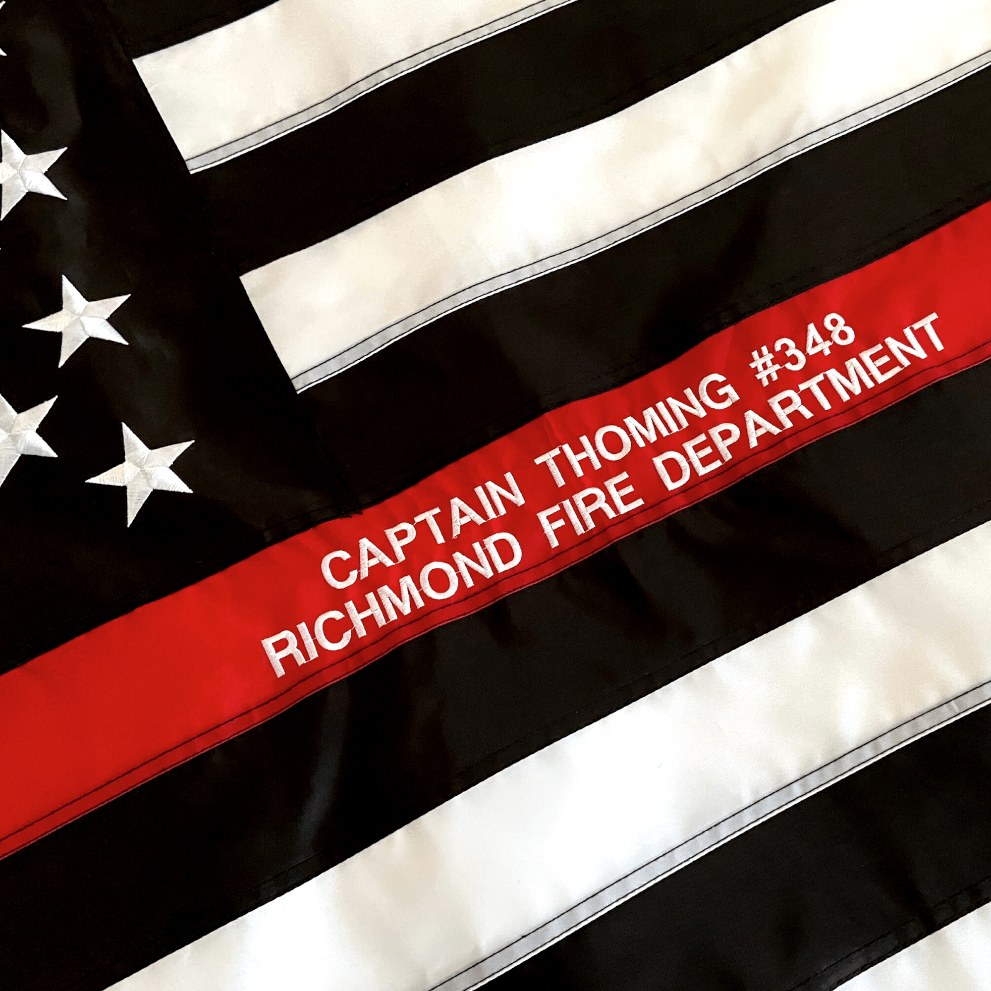 Flag | Thin Red Line Flag (3x5 ft) with Custom Embroidery | Thin Red Line Flag with Custom Embroidery - Personalized Gift for Firefighters | Fine Line Flag | finelineflag