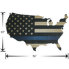 Blueline flag print on laser cut wood map 36x22