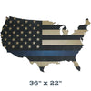 US MAp with Thin Blue Line Flag print on wood