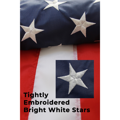 Embroidered stars on 3x5 pole hem US flag