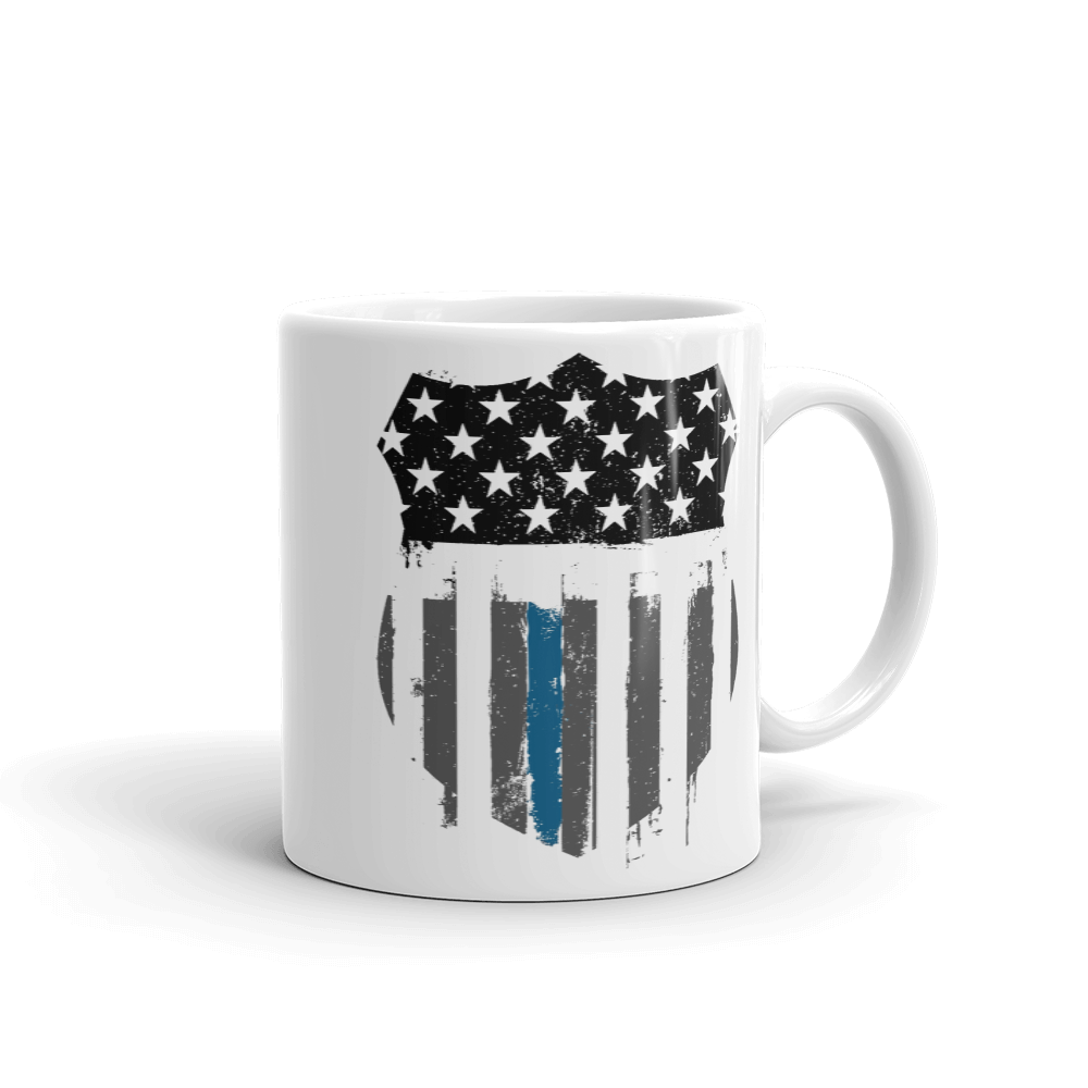black white stars blue stripe on coffee mug 11 oz