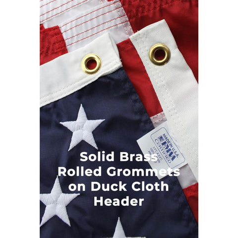 Two solid brass grommets set in a white duck cloth header