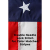 close up of lock stitch on 3x5 American flag