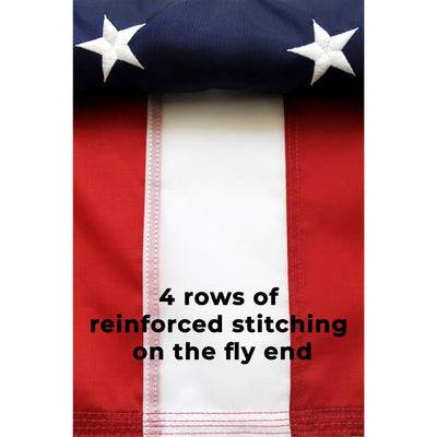 close up of stitching on 5x8 flag
