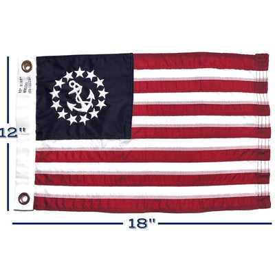 graphic showing dimension of 12x18 inch yacht flag
