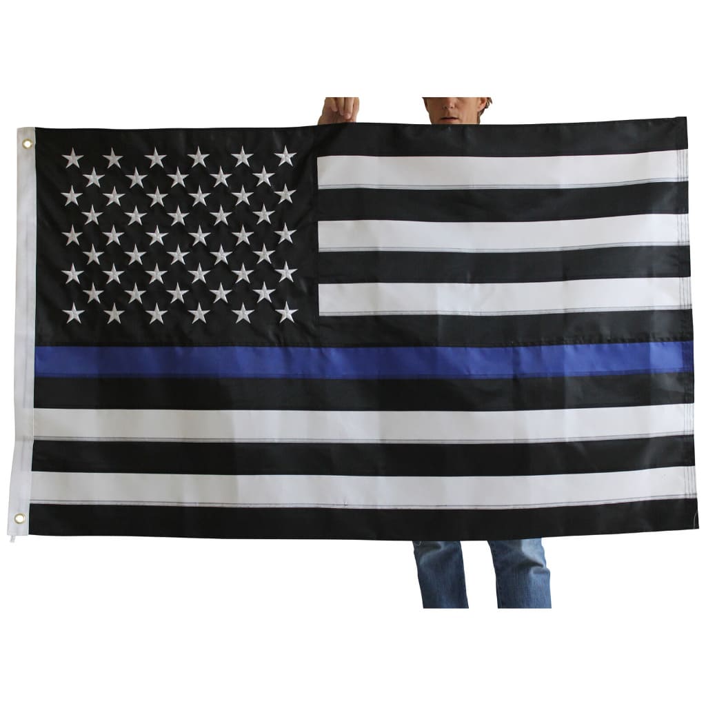Flag | The Officer 3x5 (or 2x3) Thin Blue Line Flag | Thin Blue Line Flag - Black White and Blue US Police Flags | Fine Line Flag | finelineflag